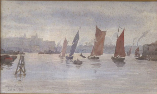 From Greenwich Pier Watercolour, 1908